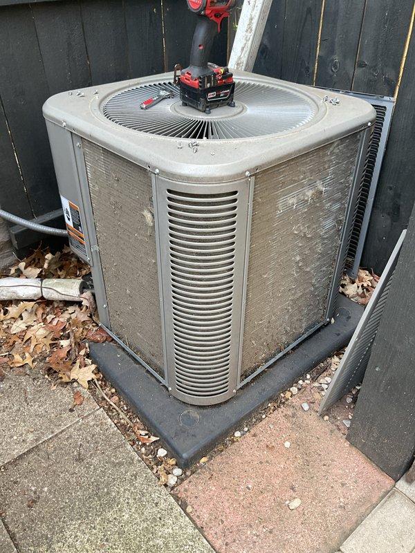 Completed annual preventative maintenance on residential air conditioning system. Performed comprehensive inspection of outdoor condenser unit, including cleaning of coils, verification of refrigerant line connections, and assessment of overall unit condition. Unit operational with normal wear consistent with age and outdoor exposure. Debris removed from base and surrounding area to ensure proper airflow and drainage.