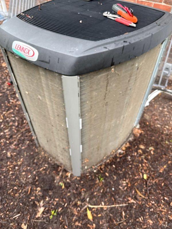 Completed annual cooling maintenance on Lennox outdoor condensing unit. Performed system inspection at 8-11 spots, replaced air filter, conducted refrigerant assessment and coil cleaning, and verified proper operation of all components. Unit tested and left in normal operating condition.