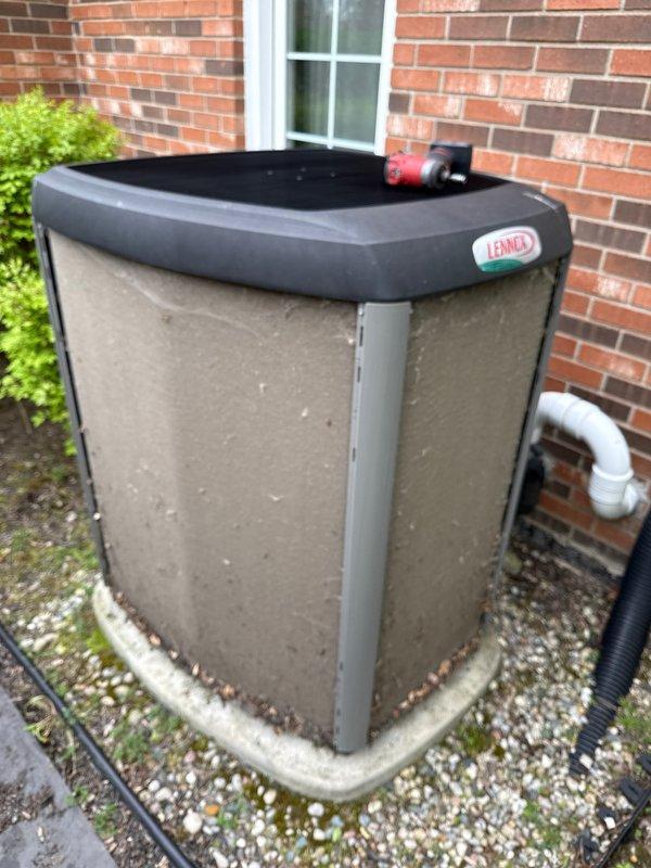Completed annual cooling maintenance on residential Lennox condensing unit. Performed comprehensive inspection of outdoor unit including refrigerant lines, electrical connections, and condensate drainage system. All components found operating within normal parameters with no deficiencies noted.