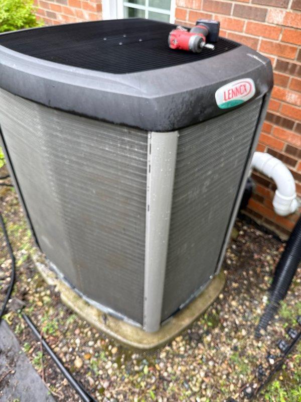 Completed annual cooling maintenance on residential Lennox condensing unit. Performed comprehensive inspection of outdoor unit including refrigerant lines, electrical connections, and condensate drainage system. All components found operating within normal parameters with no deficiencies noted.