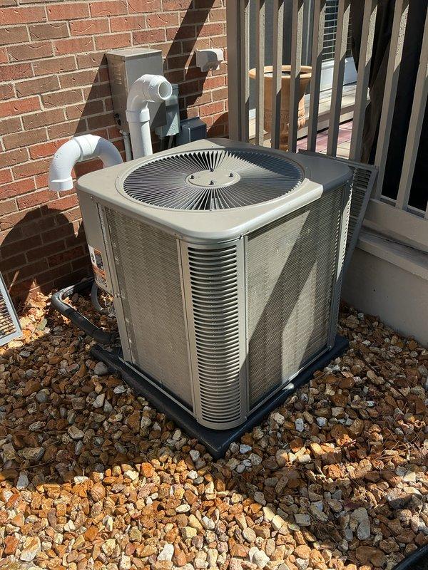 Completed annual air conditioning maintenance on residential condenser unit. Performed comprehensive system inspection, cleaned condenser coils, checked refrigerant levels and electrical connections, replaced air filter, and verified proper operation of all components. Unit tested and confirmed operating within manufacturer specifications.