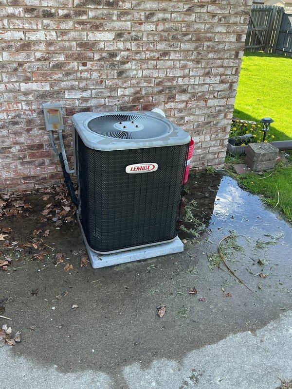 # HVAC Maintenance - ACM Completed

Performed annual preventive maintenance on Lennox outdoor condensing unit. Inspected condenser coils, fan motor, and electrical connections for proper operation. Replaced air filter and evaporative cooling pad as scheduled. Verified refrigerant levels and system pressures within manufacturer specifications. Cleaned debris from around unit base and confirmed adequate airflow through condenser grille. Unit operating normally with no deficiencies noted. All components functioning as designed.
