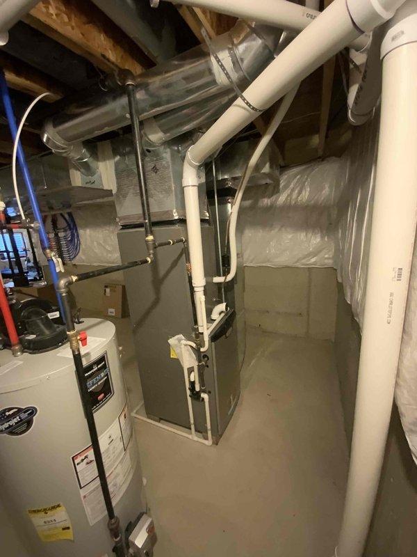 Conducted comprehensive full system evaluation following previous maintenance visit that identified potential refrigerant leak in 8-year-old Lennox air conditioning system. Performed thorough inspection of basement-installed furnace and air handler unit, assessed existing ductwork configuration including supply and return plenums with insulated flexible ductwork, and evaluated overall HVAC infrastructure. Documented current equipment condition, reviewed system performance history, and provided detailed replacement options to address identified leak issue, presenting both repair feasibility and complete system replacement scenarios for customer consideration.