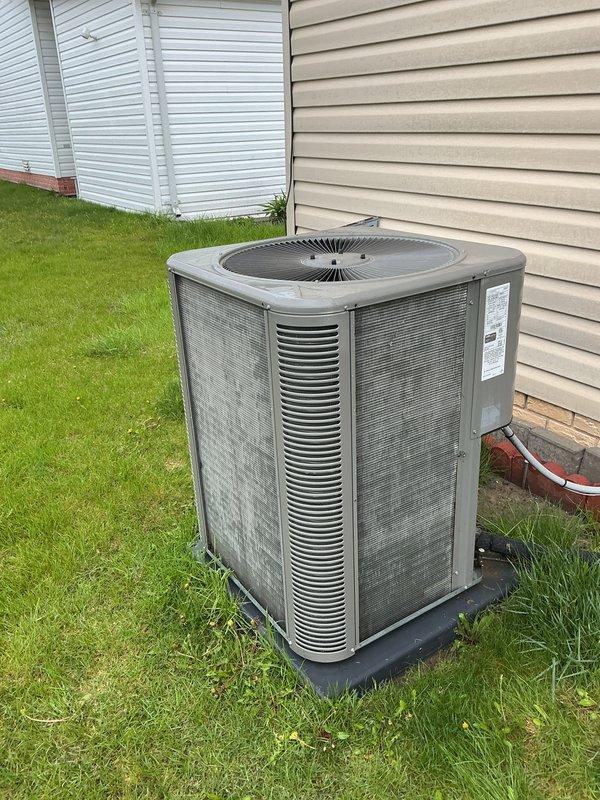 Completed annual cooling maintenance on residential split system air conditioning unit. Performed comprehensive inspection of outdoor condenser unit, verified proper airflow through coils and fan operation, checked refrigerant levels, and confirmed unit is operating within manufacturer specifications for the upcoming cooling season.