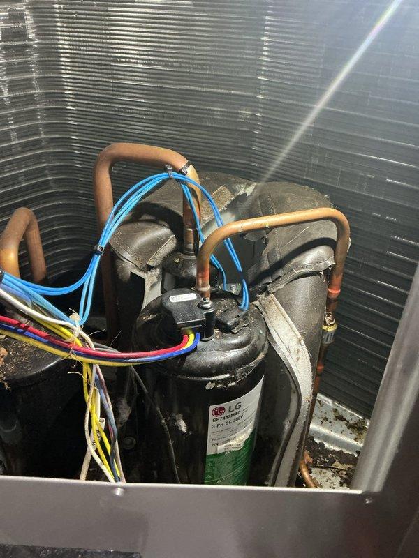 Replaced defective top capacitor on outdoor HVAC unit. Disconnected and removed failed capacitor, installed new 75W43 capacitor, reconnected all electrical terminals, and verified proper system operation upon completion.