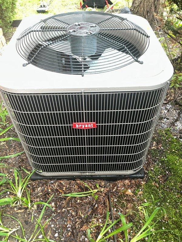 Completed annual cooling maintenance on Bryant outdoor condenser unit. Performed comprehensive system inspection, verified proper operation of compressor and condenser fan motor, cleaned condenser coils, checked refrigerant levels and electrical connections, and confirmed unit is operating within manufacturer specifications. System tested and left in good working condition with no issues identified.