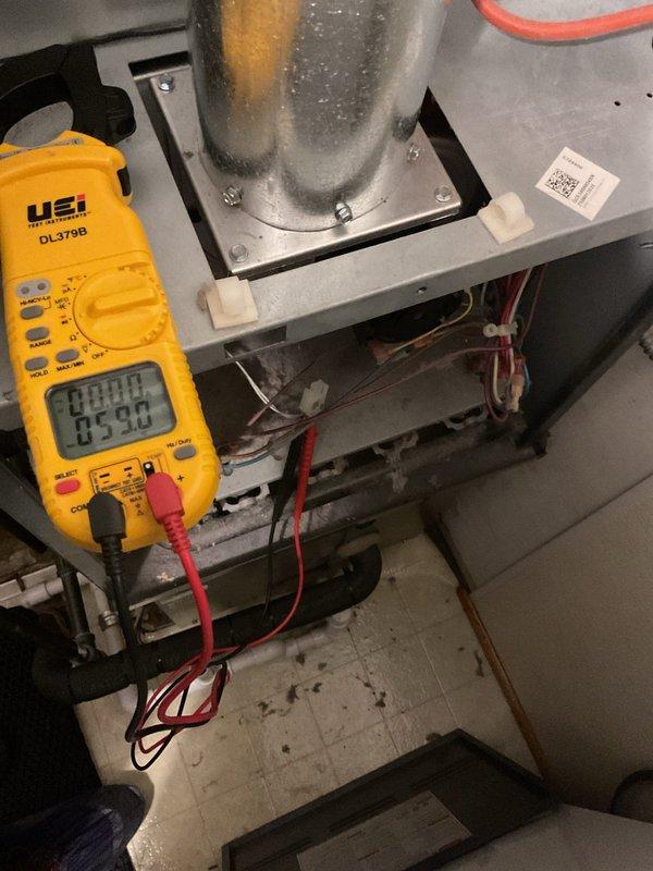 Completed scheduled Air Care Heating and Cooling maintenance on gas furnace and HVAC system. Performed comprehensive electrical diagnostics using digital multimeter, testing voltage and amperage readings across control board and system components to verify proper operation. All systems tested within normal operating parameters with no deficiencies noted.