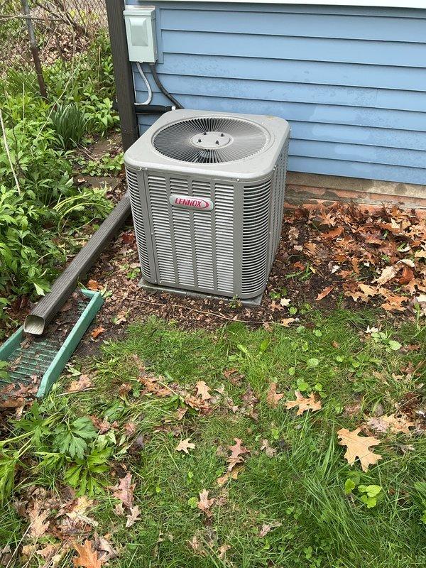 Completed annual cooling maintenance on Lennox outdoor condensing unit. Performed comprehensive system inspection, cleaned condenser coils, checked refrigerant levels and electrical connections, verified proper airflow through fan assembly, and tested unit operation to ensure optimal performance for the upcoming cooling season.