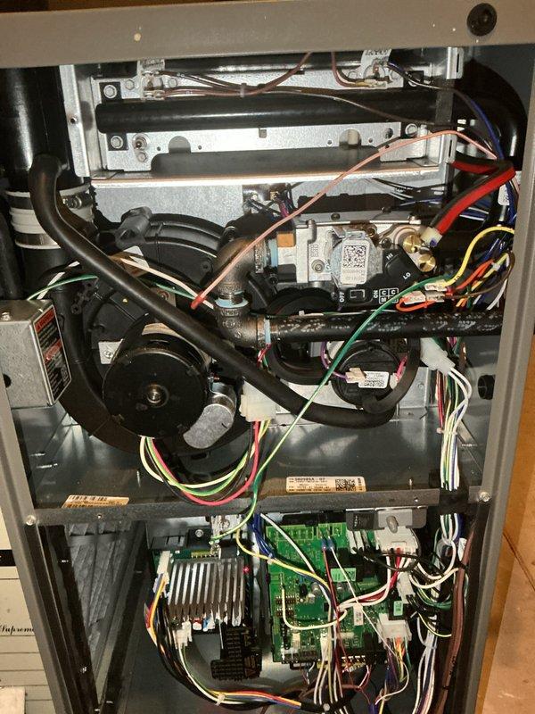 Completed annual heating and cooling maintenance on gas furnace system. Performed comprehensive tune-up including inspection of heat exchanger, blower motor assembly, gas valve operation, and control board functionality. Verified all electrical connections, tested safety controls, checked gas pressure, and confirmed proper system operation with no deficiencies noted.