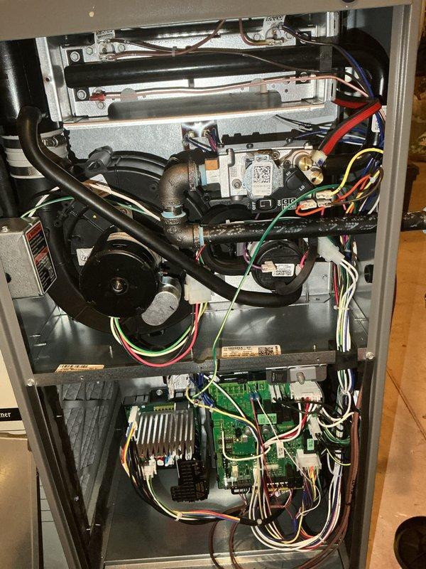 Completed annual heating and cooling maintenance on gas furnace system. Performed comprehensive tune-up including inspection of heat exchanger, blower motor assembly, gas valve operation, and control board functionality. Verified all electrical connections, tested safety controls, checked gas pressure, and confirmed proper system operation with no deficiencies noted.