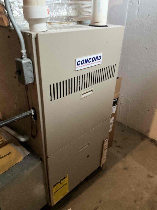 Conducted full system estimate for replacement of 16-year-old Concord furnace and matching air conditioning unit. Evaluated existing equipment in basement utility room, documented current system configuration including ductwork connections, venting arrangement, and electrical setup. Customer requested quote for complete HVAC system replacement under promotional offer, with installation desired within the next couple weeks.