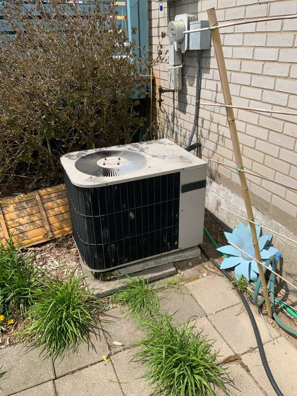 Provided estimate for complete HVAC system replacement including natural gas furnace and air conditioning unit for 20+ year old equipment located in crawl space. Assessed existing return air configuration requiring rework to access crawl space installation area. Evaluated outdoor condensing unit on concrete pad and inspected water heater and ductwork in utility space to determine proper system sizing and installation requirements.