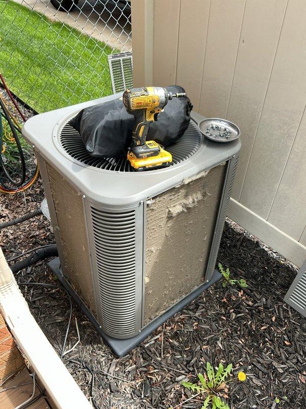 Completed annual cooling maintenance on Lennox CX34-38B-6F-3 condenser unit. Performed comprehensive system inspection, cleaned condenser coils and exterior cabinet, replaced air filter, and verified proper refrigerant levels and electrical connections. Unit tested and operating within manufacturer specifications.