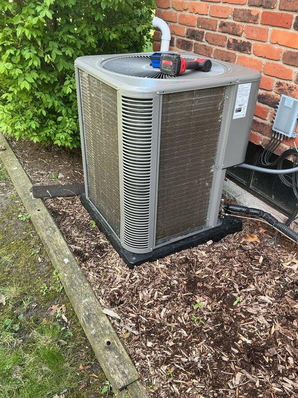 # HVAC Maintenance - ACM Completed

Performed routine Air Care Maintenance on residential air conditioning system. Conducted comprehensive system diagnostics using refrigerant manifold gauges to verify proper refrigerant pressures and temperatures on both low and high sides of the system. Inspected outdoor condenser unit for proper operation, verified fan motor function, and checked electrical connections and wiring at both indoor and outdoor components. All system parameters measured within manufacturer specifications. Unit operating efficiently with no deficiencies noted.