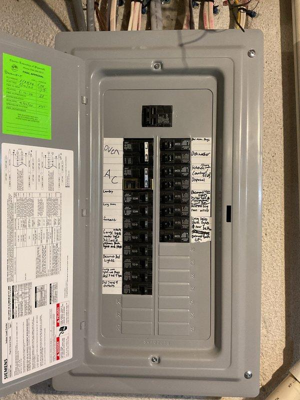 Conducted on-site assessment for Level 2 electric vehicle charging station installation for 2025 Mustang Mach E. Evaluated existing 100-amp electrical panel located on basement back wall and determined routing requirements for dedicated circuit to attached garage charging location. Documented panel configuration, available breaker spaces, and optimal cable pathway between basement panel and garage installation point.
