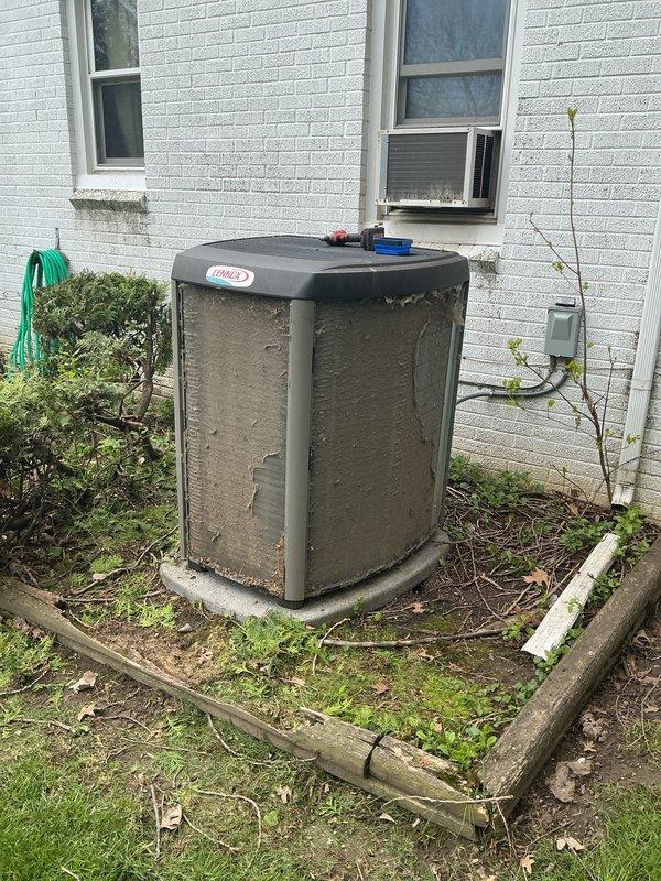 Completed annual cooling maintenance on residential air conditioning system. Upon arrival, performed comprehensive system evaluation including refrigerant pressure analysis using digital manifold gauges, which revealed superheat at 17.0°F and subcooling at 2.5°F. Outdoor condensing unit showed significant dirt and debris accumulation on exterior surfaces. Cleaned condenser coil, replaced air filter as needed, and verified system operating parameters were within manufacturer specifications. Unit operational upon completion.