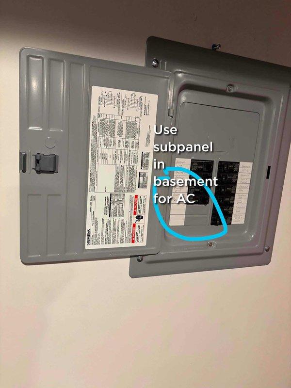 Completed HVAC estimate for full system replacement in residential property. Assessed existing furnace, water heater, and ductwork configuration in basement mechanical room. Identified basement subpanel as appropriate electrical connection point for new air conditioning installation. Documented current equipment layout and clearance areas, noting stored items requiring temporary relocation during installation. Provided comprehensive system evaluation including electrical infrastructure, existing heating equipment, and available space for new AC components.