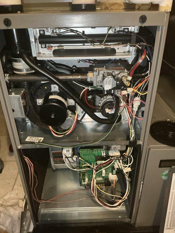 Completed annual HVAC maintenance and air handler cleaning on residential furnace system. Performed comprehensive inspection of all internal components including blower motor assembly, gas valve connections, control boards, and electrical wiring harnesses. Replaced air filter and humidifier pad as requested, verified proper operation of all mechanical and electrical systems, and confirmed unit is functioning within manufacturer specifications.