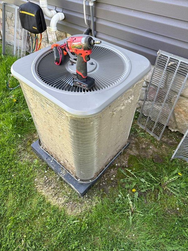 Completed annual preventative maintenance on residential air conditioning condenser unit. Performed comprehensive system inspection, cleaned condenser coils, checked refrigerant levels, tested electrical connections, and verified proper operation of all components. Unit is functioning within normal parameters and ready for cooling season.