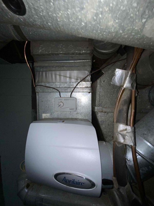 Provided comprehensive estimate for complete HVAC system replacement in basement location, including new furnace and air conditioning unit under BOGO promotion, as existing 10+ year old furnace was non-operational. Assessment included evaluation of current equipment setup featuring Aprilaire humidifier, existing ductwork configuration, and cramped mechanical room layout with concrete block walls. Additional estimate provided for electrical panel upgrade and installation of 220V outlets for dryer and stove applications to meet homeowner's requirements.