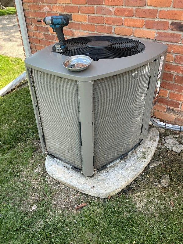 Completed annual fall heating maintenance on residential HVAC system. Performed comprehensive inspection of outdoor condenser unit, including cleaning of exterior panels, verification of fan operation, and securing of all hardware components. Unit found in satisfactory operating condition with routine maintenance tasks completed per manufacturer specifications.