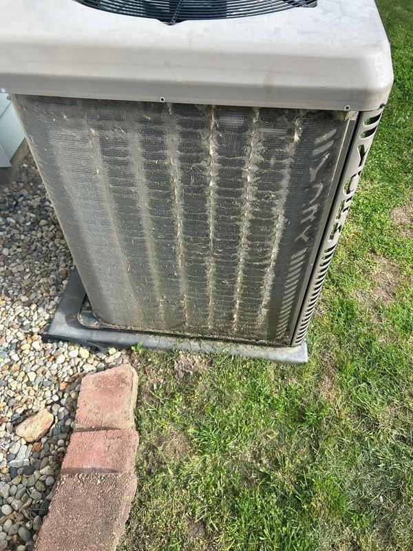 Completed annual cooling maintenance on York residential condenser unit. Performed comprehensive system inspection, cleaned heavily soiled condenser coils showing significant dirt and debris accumulation, replaced air filter and evaporator pad, and verified proper system operation upon completion.
