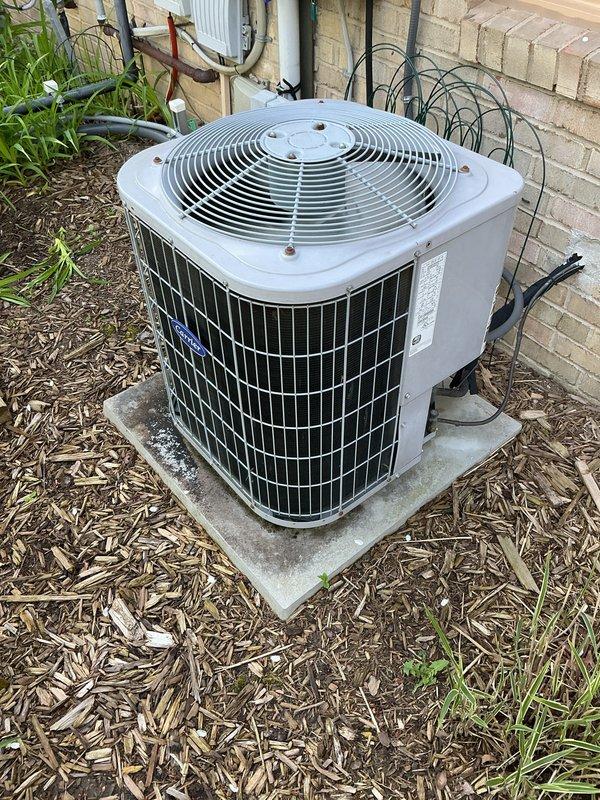 Completed annual cooling maintenance on outdoor condenser unit. Performed comprehensive system inspection, checked electrical connections and refrigerant lines, and verified proper operation of fan assembly and compressor. Unit found in good working condition with no filter replacement required. Cleared debris from surrounding area and confirmed adequate airflow through condenser coils.