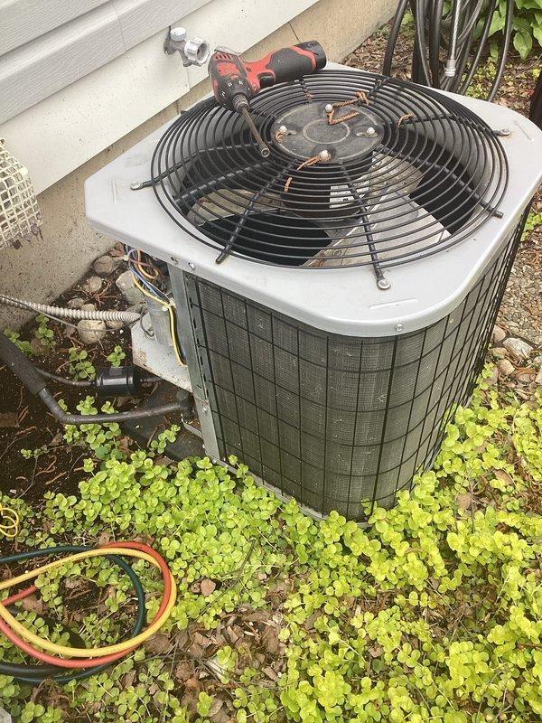 Performed annual cooling maintenance on residential split-system air conditioning unit. Inspected outdoor condenser unit, verified proper operation of condenser fan motor, checked refrigerant levels and system pressures, cleaned condenser coils, and confirmed electrical connections were secure. System tested and operating within manufacturer specifications upon completion.