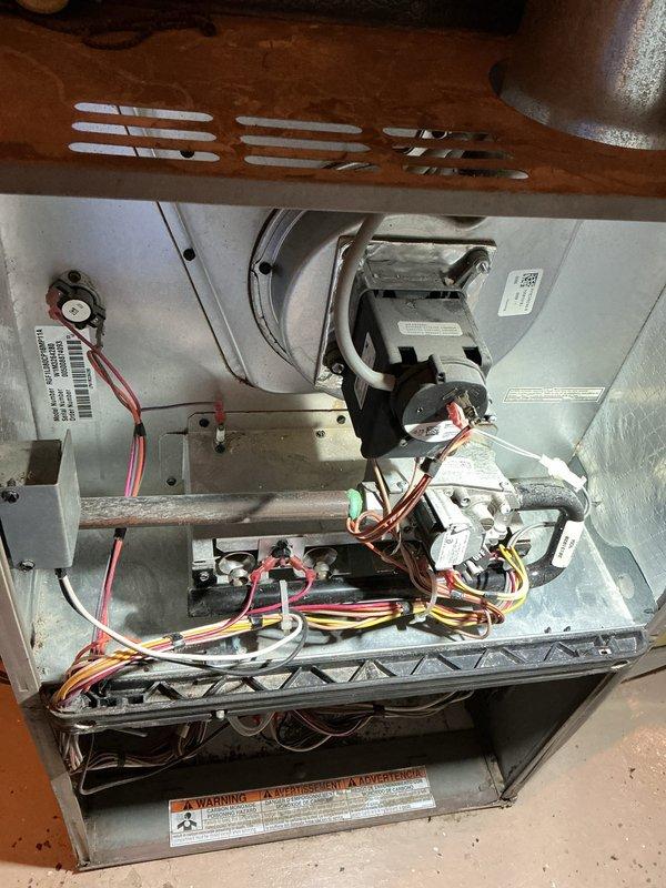 Completed comprehensive Air Handling Cooling and Heating maintenance service on residential gas furnace system. Performed routine inspection of all internal components including gas valve assembly, blower motor, burner assembly, electrical connections, and control board. Replaced air filter and evaporator pad as part of scheduled preventative maintenance program to ensure optimal system performance and efficiency.