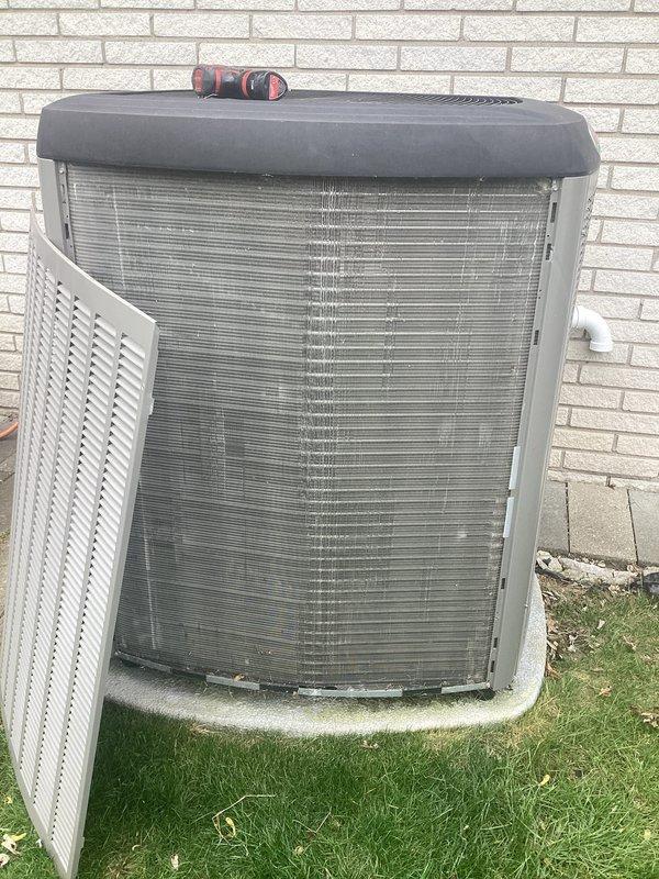 Completed annual cooling maintenance on residential air conditioning system. Performed comprehensive inspection of outdoor condensing unit, verified proper operation of all components, and documented equipment condition with photos. Air filter service was addressed as part of routine maintenance protocol.