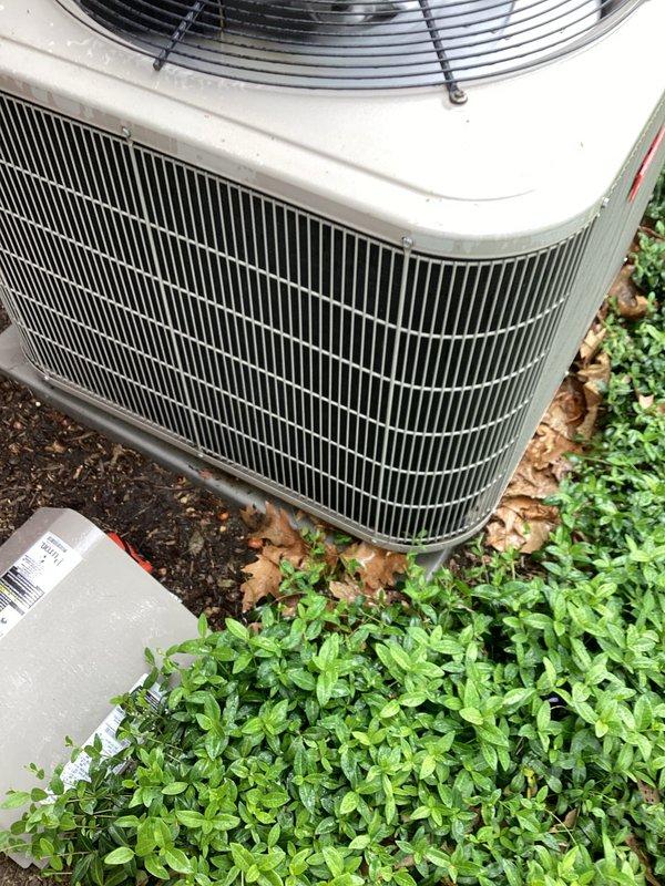 Completed annual preventive maintenance on residential split system air conditioning unit. Performed comprehensive inspection of outdoor condenser unit including coil condition assessment, fan motor operation verification, and electrical connection evaluation. Unit found operating within normal parameters with condenser coils clean and fan assembly functioning properly. Noted vegetation growth around unit base requiring customer attention to maintain adequate clearance for optimal airflow and future service access.
