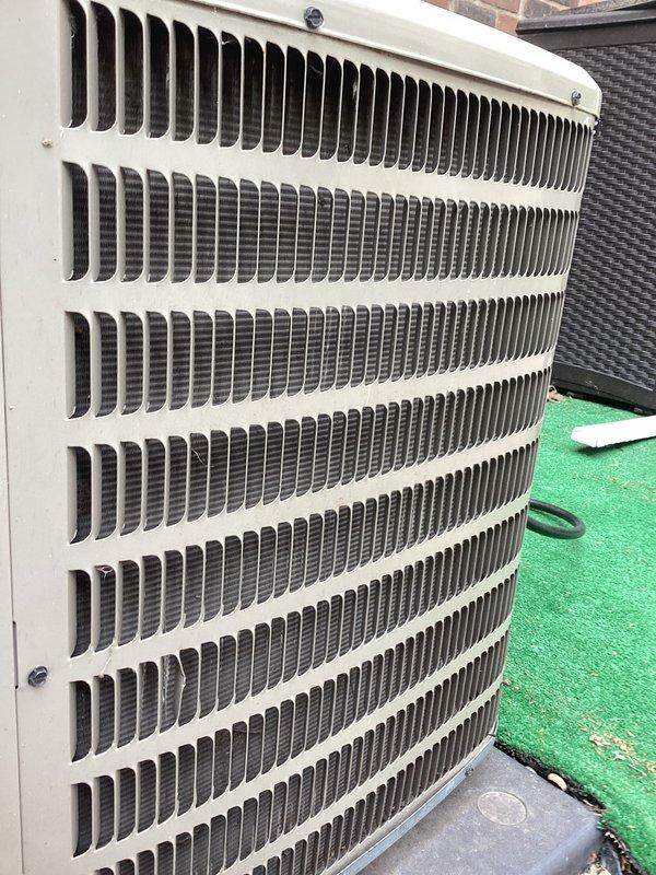 Completed scheduled preventative maintenance on rooftop air conditioning condenser unit. Performed comprehensive inspection of exterior casing, heat exchange coils, and airflow components. Verified proper fin alignment, checked for debris accumulation, and confirmed unit operational status with no deficiencies noted.