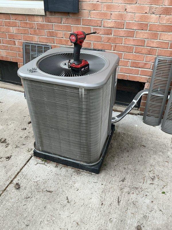 Completed scheduled maintenance on outdoor air conditioning condenser unit, including inspection of all accessible components, cleaning of condenser coils and fan assembly, and verification of proper system operation. Replaced air filter and evaporator pad as part of routine preventative maintenance to ensure optimal cooling efficiency and system longevity.