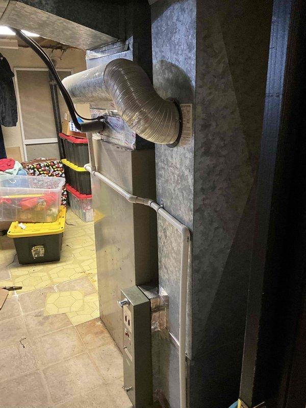 Completed full system estimate for replacement of 16-year-old furnace and outdoor air conditioning condenser unit. Assessed existing equipment in basement utility area and exterior installation against brick wall, documenting current system configuration including ductwork and electrical connections. Provided customer with multiple replacement options including both high-efficiency and standard-efficiency equipment packages to meet requested timeline for replacement within the next couple weeks.
