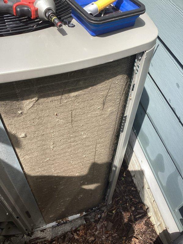Completed annual AC tune-up and preventative maintenance on 4-year-old ICP system. Performed comprehensive inspection of outdoor condenser unit, cleaned accumulated debris and organic matter from base and exterior surfaces, checked refrigerant levels, tested electrical connections, and verified proper system operation. Unit confirmed working properly with no issues identified; system ready for continued service through cooling season.