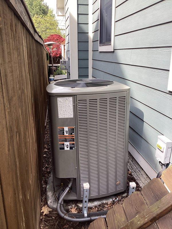 Completed annual AC tune-up and preventative maintenance on 4-year-old ICP system. Performed comprehensive inspection of outdoor condenser unit, cleaned accumulated debris and organic matter from base and exterior surfaces, checked refrigerant levels, tested electrical connections, and verified proper system operation. Unit confirmed working properly with no issues identified; system ready for continued service through cooling season.