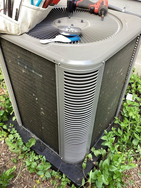 Completed comprehensive AHC maintenance visit addressing filter cabinet concerns and MERV rating inquiry. Inspected outdoor condenser unit for proper operation and clearance, verified cabinet installation alignment as reported, and documented filter dimensions to provide guidance on MERV 16 compatibility with existing system. Performed routine heating and cooling system inspection per 3-year Air Care program requirements, ensuring all components operating within normal parameters.