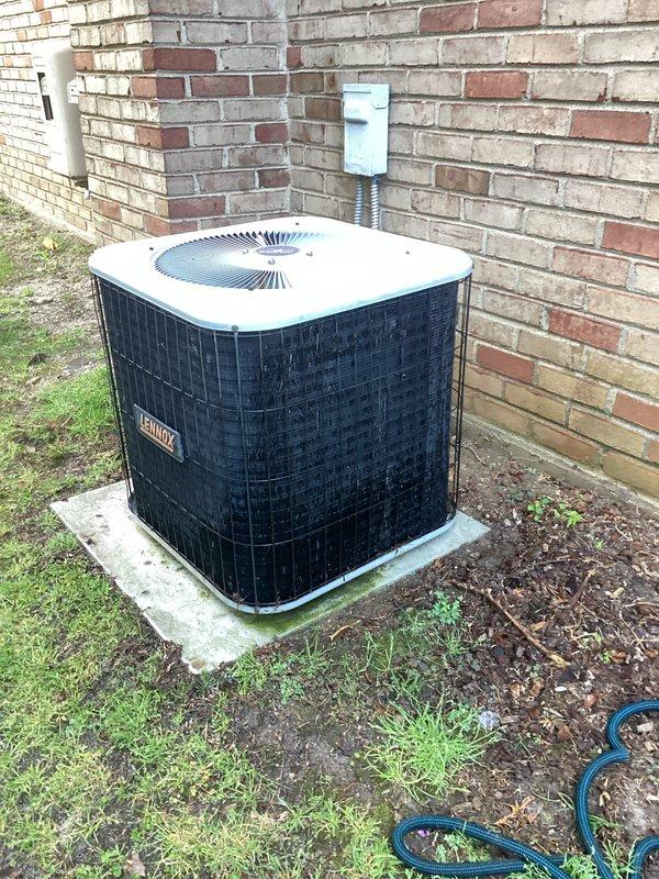 Completed annual cooling maintenance on Lennox outdoor condensing unit. Performed comprehensive system inspection, cleaned condenser coils, checked refrigerant levels and electrical connections, verified proper fan operation, and replaced furnace filter. Unit operating within manufacturer specifications upon completion.