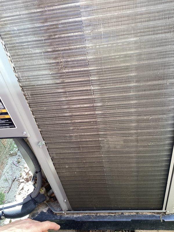 Completed annual cooling maintenance on outdoor HVAC condenser unit. Extensive debris accumulation, dried plant material, and organic matter were found on exterior panels and top grille surfaces. Cleaned unit thoroughly, replaced air filter and evaporative cooler pad as needed. Unit operational upon completion of maintenance service.