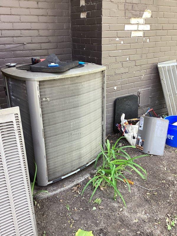 Completed annual cooling maintenance on Lennox air conditioning system. Performed comprehensive inspection of outdoor condenser unit, checked refrigerant levels, cleaned coils, verified proper airflow through louvered panels, and tested system operation to ensure optimal performance for the cooling season.