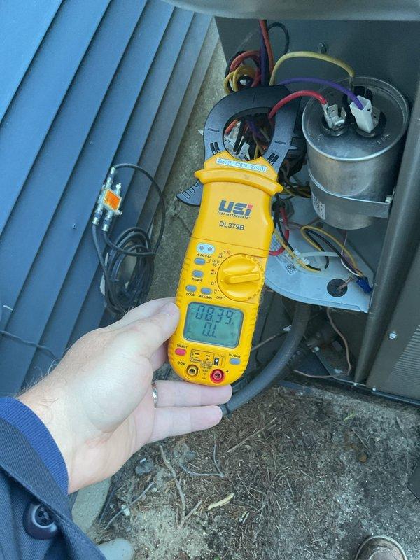 Completed annual cooling maintenance on rooftop air conditioning unit. Inspected and replaced air filter, tested electrical components including capacitors using digital multimeter to verify proper voltage and functionality, and confirmed system operation within manufacturer specifications.