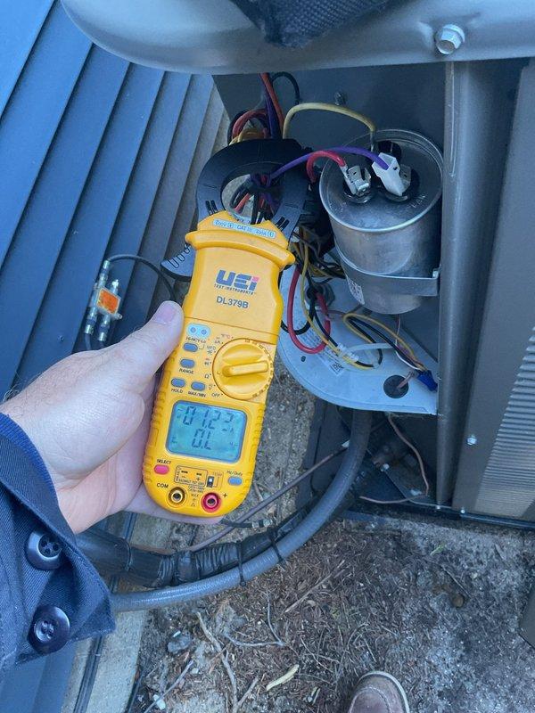 Completed annual cooling maintenance on rooftop air conditioning unit. Inspected and replaced air filter, tested electrical components including capacitors using digital multimeter to verify proper voltage and functionality, and confirmed system operation within manufacturer specifications.