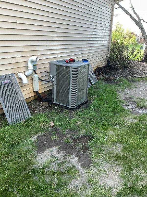 Completed annual cooling maintenance on residential air conditioning system. Performed comprehensive inspection of outdoor condenser unit, tested electrical components and refrigerant pressures, verified proper operation of fan motor and compressor, checked condensate drainage system and PVC piping for proper flow, and confirmed all safety controls functioning within manufacturer specifications. Unit operating efficiently with no issues identified.