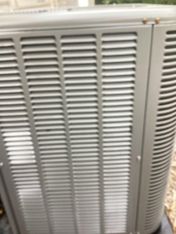 Completed annual HVAC maintenance on residential air conditioning condenser unit. Inspected and cleaned condenser coils, replaced air filter, checked refrigerant levels, and verified proper operation of all components. Unit tested successfully with normal airflow and cooling performance confirmed.