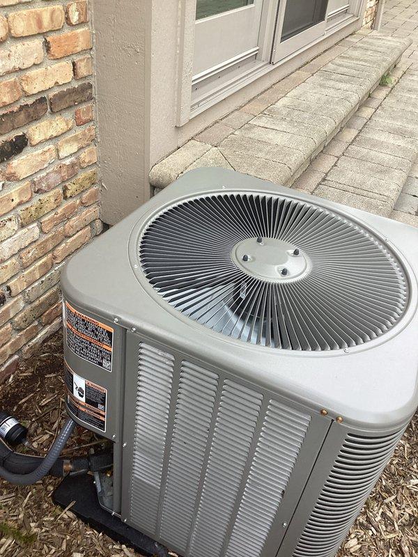 Completed annual HVAC maintenance on residential air conditioning condenser unit. Inspected and cleaned condenser coils, replaced air filter, checked refrigerant levels, and verified proper operation of all components. Unit tested successfully with normal airflow and cooling performance confirmed.
