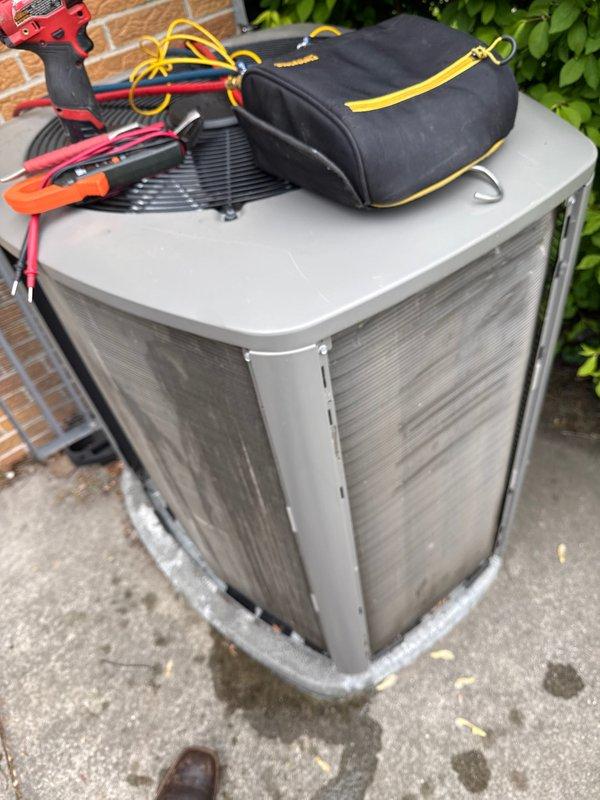 Completed annual cooling maintenance on residential air conditioning system. Performed comprehensive inspection of outdoor condenser unit, verified operational status, and noted customer request for filter and pad replacement. Unit found in good working condition with minimal debris accumulation on exterior surfaces.