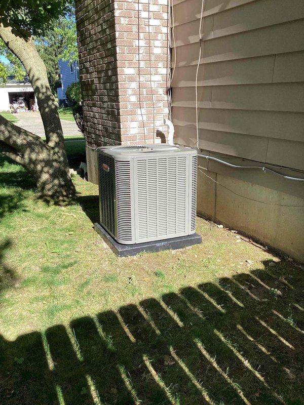Completed full HVAC system installation including a 70,000 BTU furnace and 2.5-ton air conditioning unit with right-side configuration. Installed Lennox outdoor condenser unit on concrete pad with proper clearances, ran electrical conduit and disconnect, established condensate drain lines with PVC piping, and reconnected all necessary utility connections. System tested and operational upon completion.