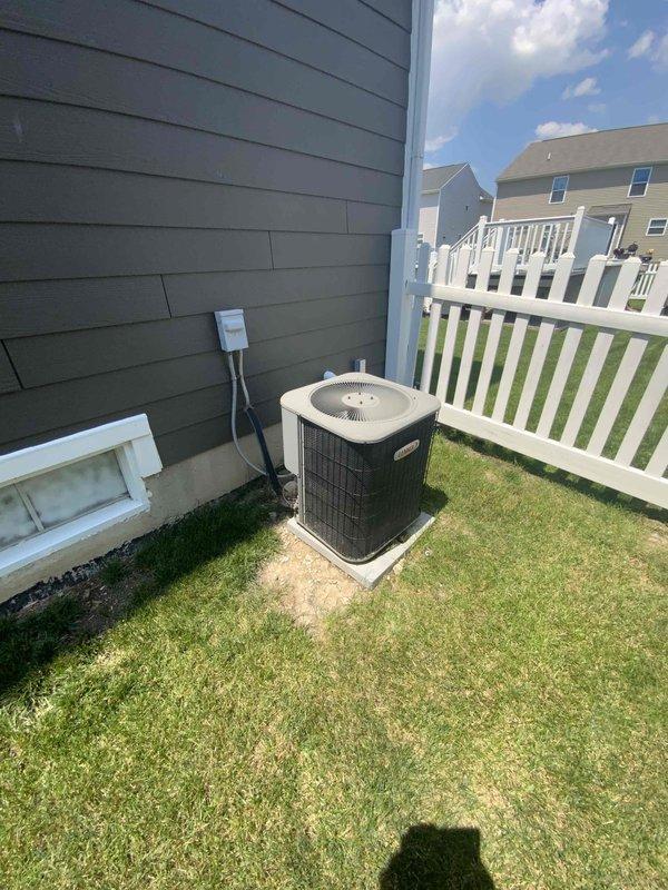 Conducted comprehensive evaluation of existing 12-year-old residential air conditioning system for replacement estimate. Assessed outdoor condenser unit condition, electrical connections, and refrigerant line set integrity. Documented current system configuration including indoor Lennox furnace with existing ductwork plenum and outdoor AC unit mounted on concrete pad. Photographed equipment specifications, installation setup, and accessibility for future replacement planning. Provided detailed replacement options and recommendations to customer for system upgrade consideration.