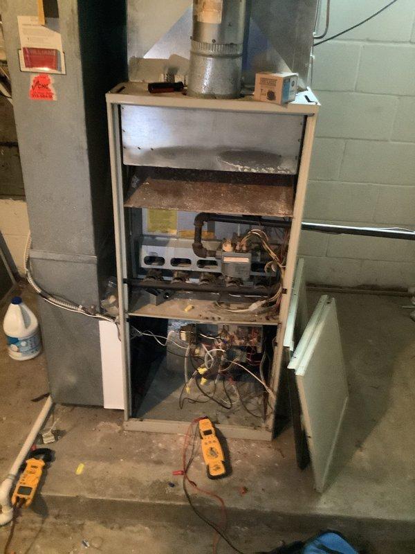 Responded to callback for noise complaint on fan motor of HVAC system installed previous day. Performed diagnostic inspection of furnace and air handler components using testing equipment. Inspected blower assembly, motor mounts, and ductwork connections for proper installation and secure fastening. Verified all electrical connections, gas piping, and mechanical components were properly installed per manufacturer specifications. System operating within normal parameters at time of inspection.