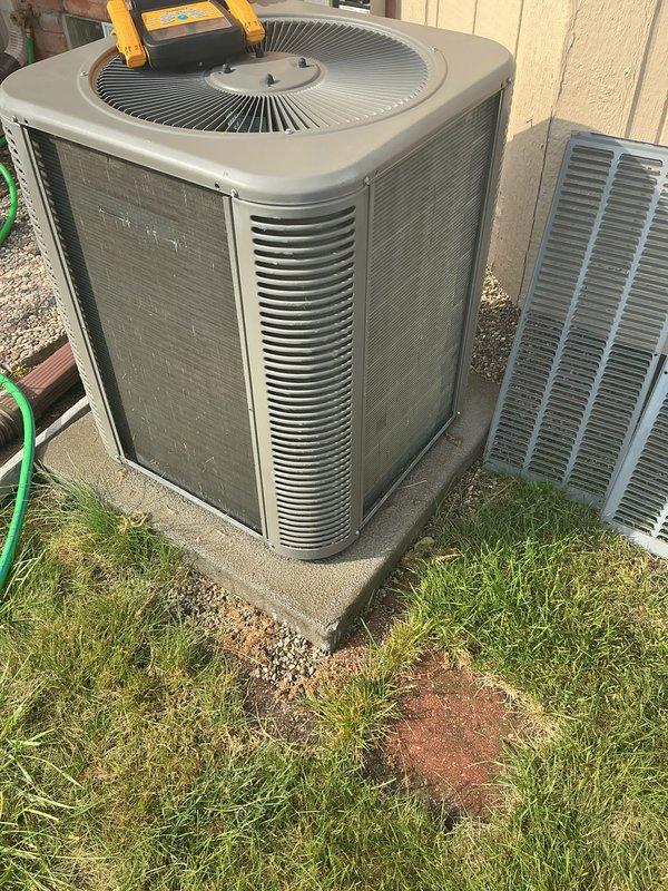 Completed annual preventive maintenance on a five-year-old residential air conditioning system. Performed comprehensive AC tune-up including system diagnostics using refrigerant manifold gauges to verify pressures and temperatures, inspected and cleaned condenser unit, removed and serviced air filters, and confirmed all components operating within manufacturer specifications. System tested and left in proper working condition with no deficiencies noted.